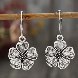 Silvertone Floral Earrings